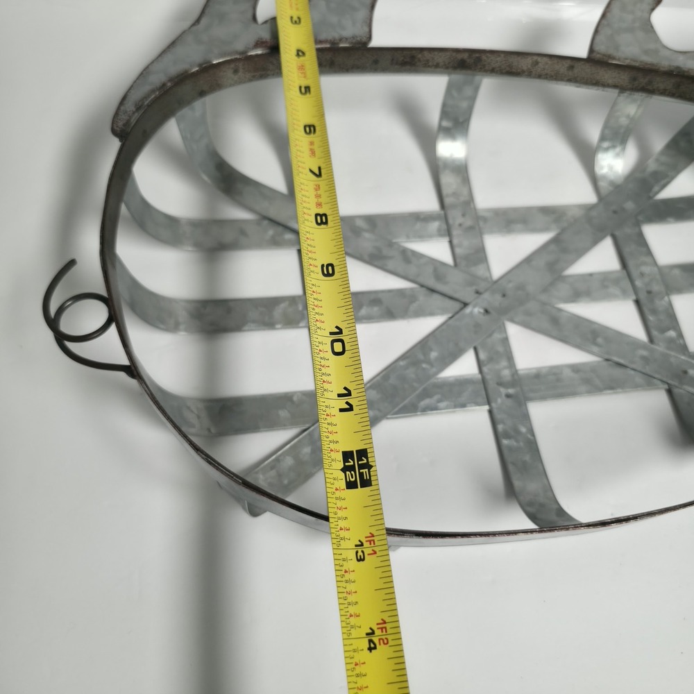 Farmhouse Galvanized Metal Pig Wire Wall Basket Rustic Country Primitive Decor - Picture 13 of 13